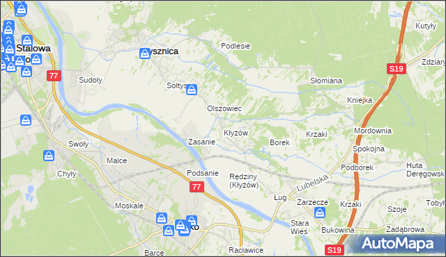 mapa Kłyżów, Kłyżów na mapie Targeo