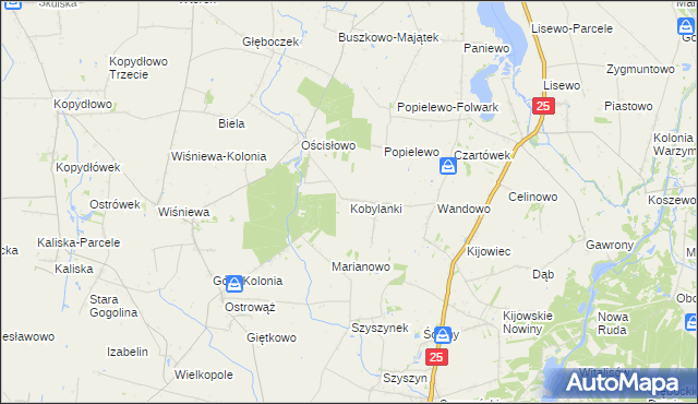 mapa Kobylanki gmina Skulsk, Kobylanki gmina Skulsk na mapie Targeo