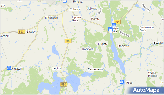 mapa Kocibórz, Kocibórz na mapie Targeo