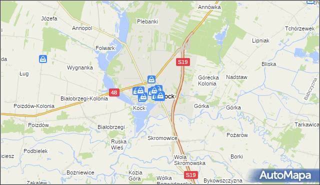 mapa Kock powiat lubartowski, Kock powiat lubartowski na mapie Targeo