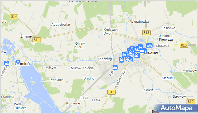 mapa Koczergi, Koczergi na mapie Targeo