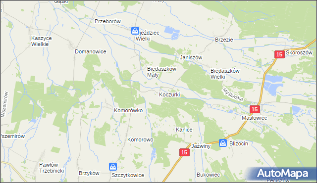 mapa Koczurki, Koczurki na mapie Targeo