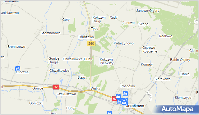 mapa Kokczyn Pierwszy, Kokczyn Pierwszy na mapie Targeo