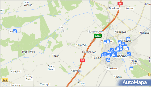 mapa Kokorzyn, Kokorzyn na mapie Targeo