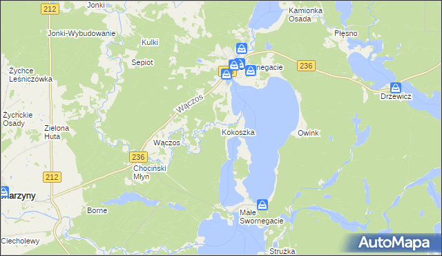 mapa Kokoszka gmina Chojnice, Kokoszka gmina Chojnice na mapie Targeo