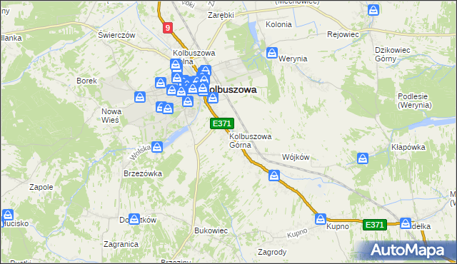 mapa Kolbuszowa Górna, Kolbuszowa Górna na mapie Targeo