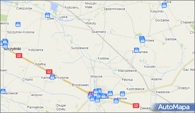 mapa Kołdów, Kołdów na mapie Targeo