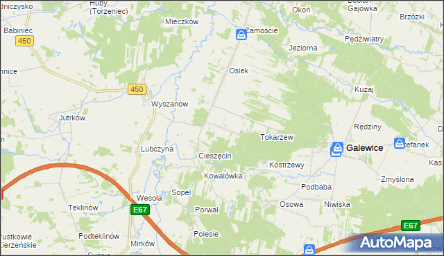 mapa Kolonia Osiek gmina Galewice, Kolonia Osiek gmina Galewice na mapie Targeo