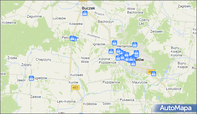 mapa Kolonia Pożdżenice, Kolonia Pożdżenice na mapie Targeo