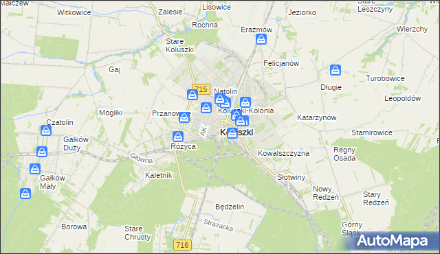 mapa Koluszki, Koluszki na mapie Targeo