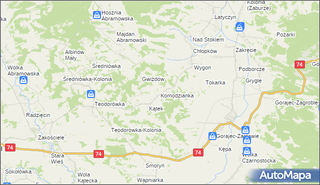 mapa Komodzianka, Komodzianka na mapie Targeo