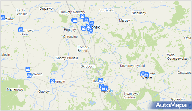 mapa Komory Dąbrowne, Komory Dąbrowne na mapie Targeo