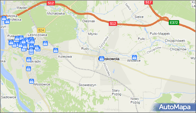 mapa Końskowola, Końskowola na mapie Targeo