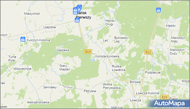 mapa Konstantynówka gmina Hańsk, Konstantynówka gmina Hańsk na mapie Targeo