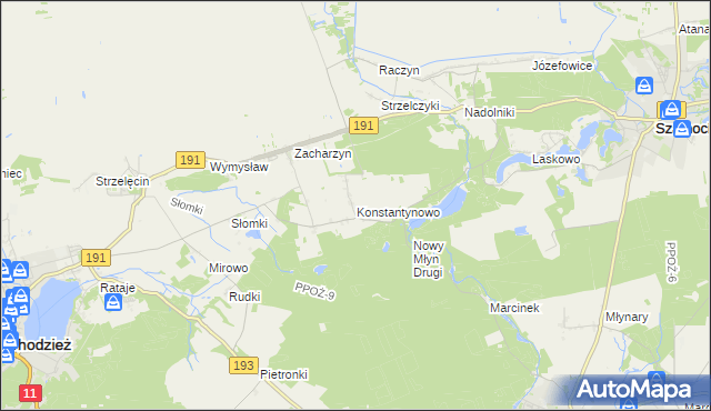 mapa Konstantynowo gmina Chodzież, Konstantynowo gmina Chodzież na mapie Targeo