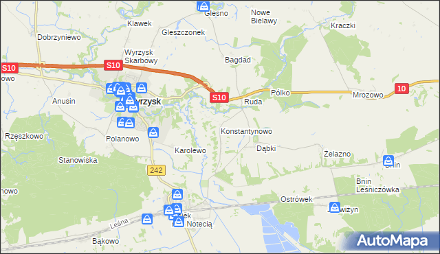 mapa Konstantynowo gmina Wyrzysk, Konstantynowo gmina Wyrzysk na mapie Targeo