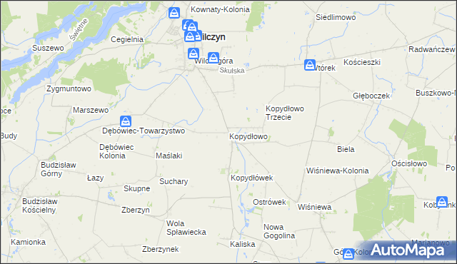 mapa Kopydłowo gmina Wilczyn, Kopydłowo gmina Wilczyn na mapie Targeo