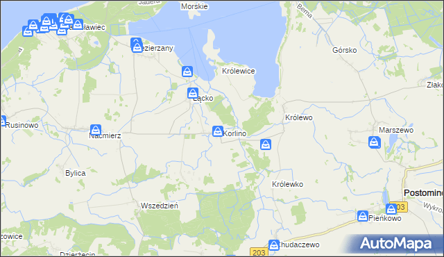 mapa Korlino, Korlino na mapie Targeo