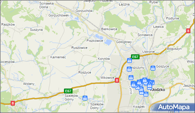 mapa Korytów gmina Kłodzko, Korytów gmina Kłodzko na mapie Targeo