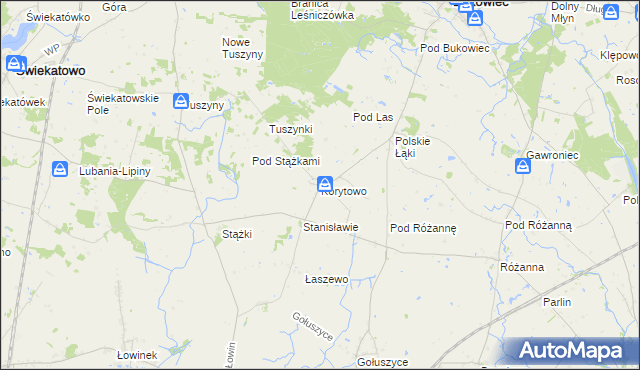 mapa Korytowo gmina Bukowiec, Korytowo gmina Bukowiec na mapie Targeo