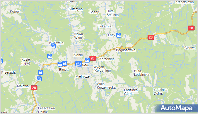 mapa Korzeniec, Korzeniec na mapie Targeo