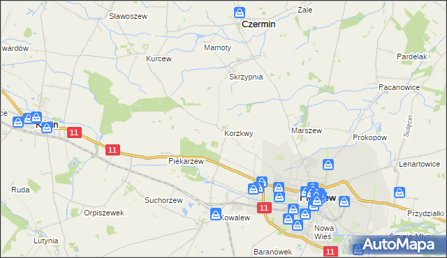 mapa Korzkwy, Korzkwy na mapie Targeo