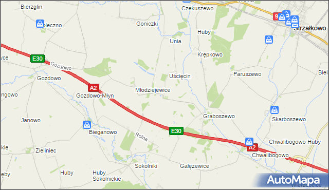 mapa Kościanki gmina Strzałkowo, Kościanki gmina Strzałkowo na mapie Targeo