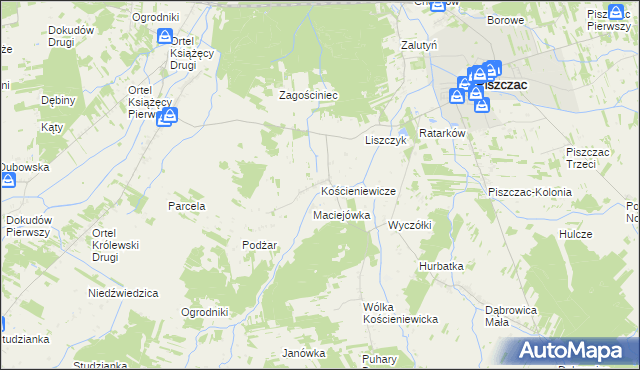 mapa Kościeniewicze, Kościeniewicze na mapie Targeo