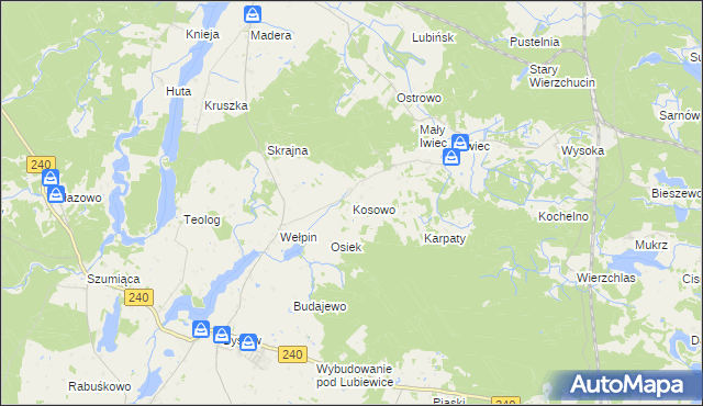 mapa Kosowo gmina Cekcyn, Kosowo gmina Cekcyn na mapie Targeo
