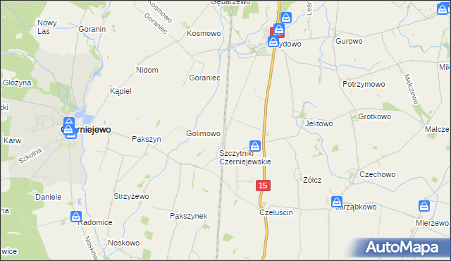 mapa Kosowo gmina Czerniejewo, Kosowo gmina Czerniejewo na mapie Targeo