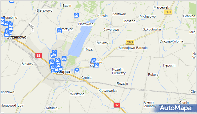 mapa Koszuty-Parcele, Koszuty-Parcele na mapie Targeo
