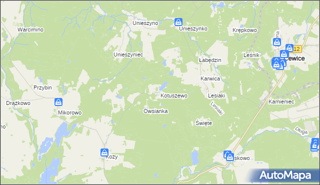 mapa Kotuszewo, Kotuszewo na mapie Targeo