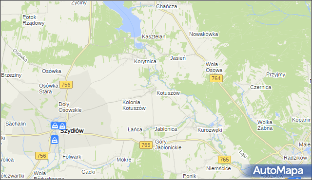 mapa Kotuszów gmina Szydłów, Kotuszów gmina Szydłów na mapie Targeo