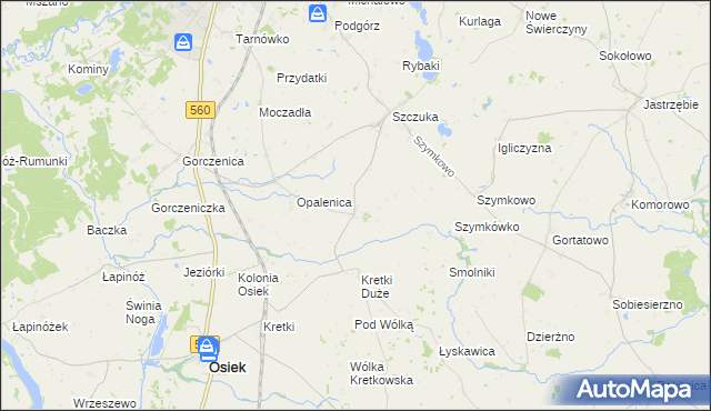 mapa Kozi Róg gmina Brodnica, Kozi Róg gmina Brodnica na mapie Targeo