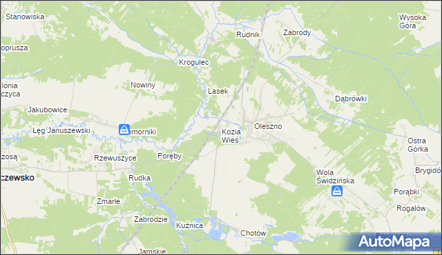 mapa Kozia Wieś, Kozia Wieś na mapie Targeo
