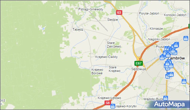 mapa Krajewo-Ćwikły, Krajewo-Ćwikły na mapie Targeo