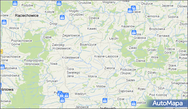 mapa Krasne-Lasocice, Krasne-Lasocice na mapie Targeo