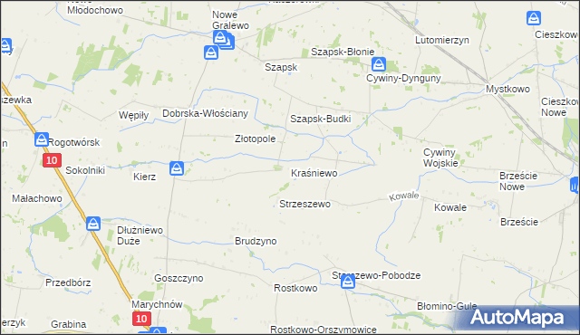 mapa Kraśniewo gmina Raciąż, Kraśniewo gmina Raciąż na mapie Targeo