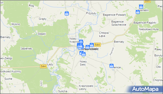 mapa Krasnosielc, Krasnosielc na mapie Targeo