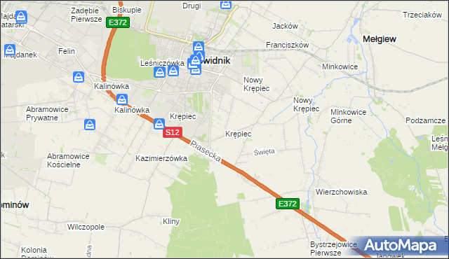 mapa Krępiec gmina Mełgiew, Krępiec gmina Mełgiew na mapie Targeo