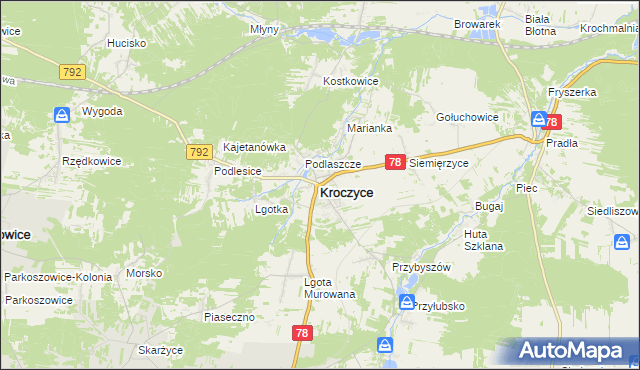 mapa Kroczyce, Kroczyce na mapie Targeo