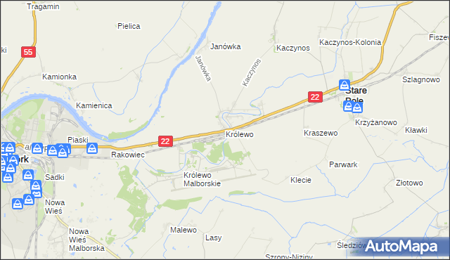 mapa Królewo gmina Stare Pole, Królewo gmina Stare Pole na mapie Targeo