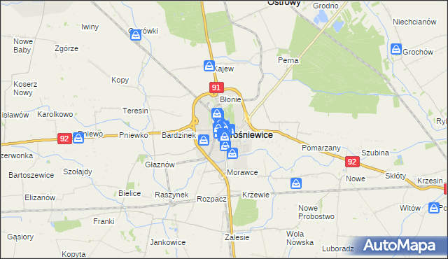 mapa Krośniewice, Krośniewice na mapie Targeo