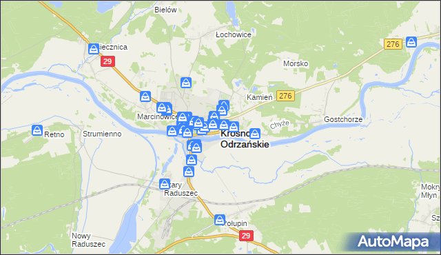mapa Krosno Odrzańskie, Krosno Odrzańskie na mapie Targeo