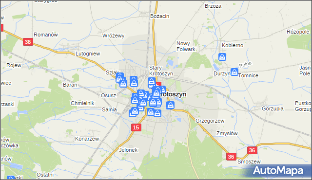 mapa Krotoszyna, Krotoszyn na mapie Targeo