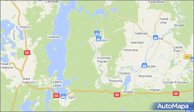 mapa Krutyński Piecek, Krutyński Piecek na mapie Targeo