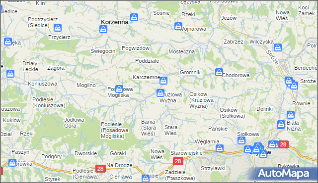 mapa Krużlowa Wyżna, Krużlowa Wyżna na mapie Targeo