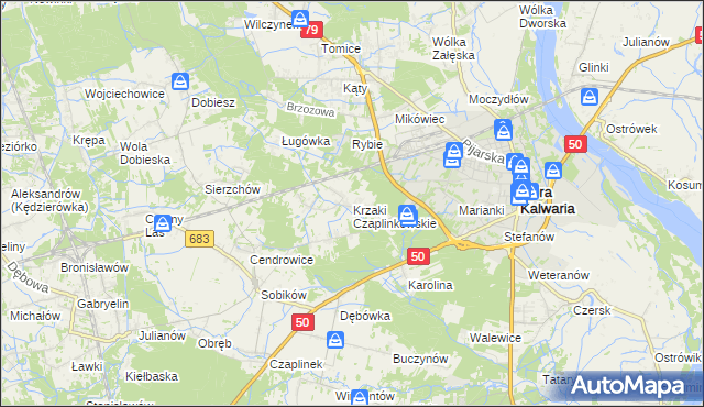 mapa Krzaki Czaplinkowskie, Krzaki Czaplinkowskie na mapie Targeo
