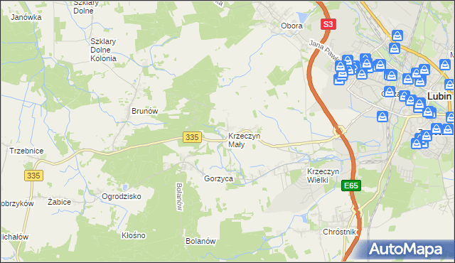 mapa Krzeczyn Mały, Krzeczyn Mały na mapie Targeo