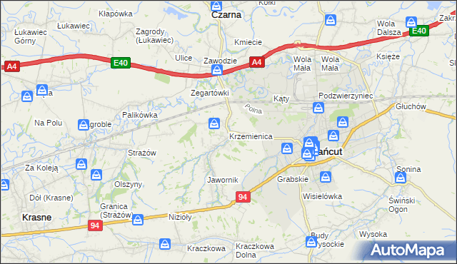 mapa Krzemienica gmina Czarna, Krzemienica gmina Czarna na mapie Targeo